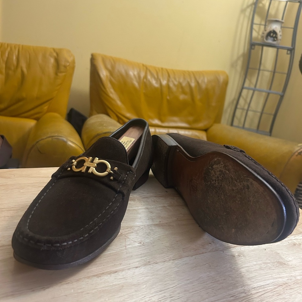 Salvatore Ferragamo Gancini Bit Vintage Expresso Calfskin Early 1990s Size 11๐ฅ - Picture 5 of 6